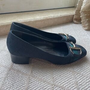 Gucci monogram horsebit slip on